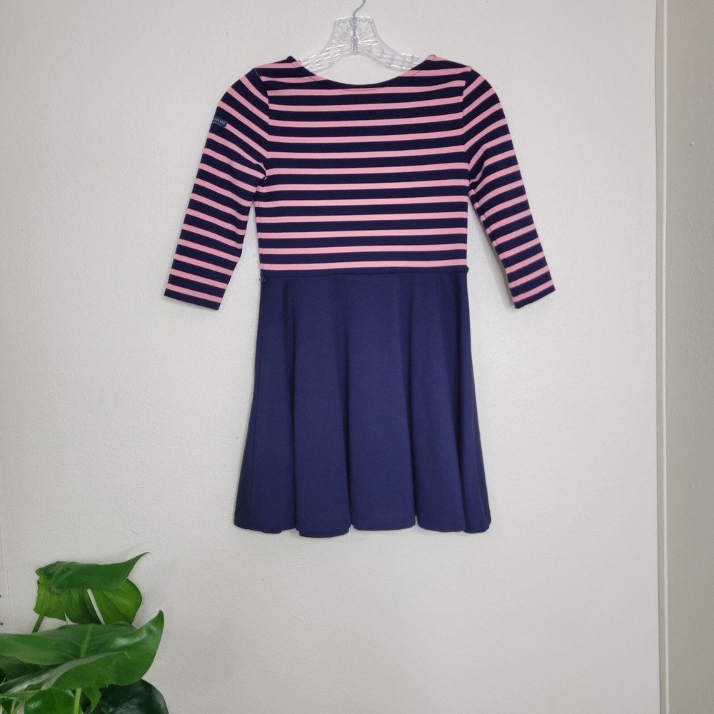 Polo‎ Ralph Lauren Dress Striped Fit & Flare Casual Pink Navy Knit Girls Size M
